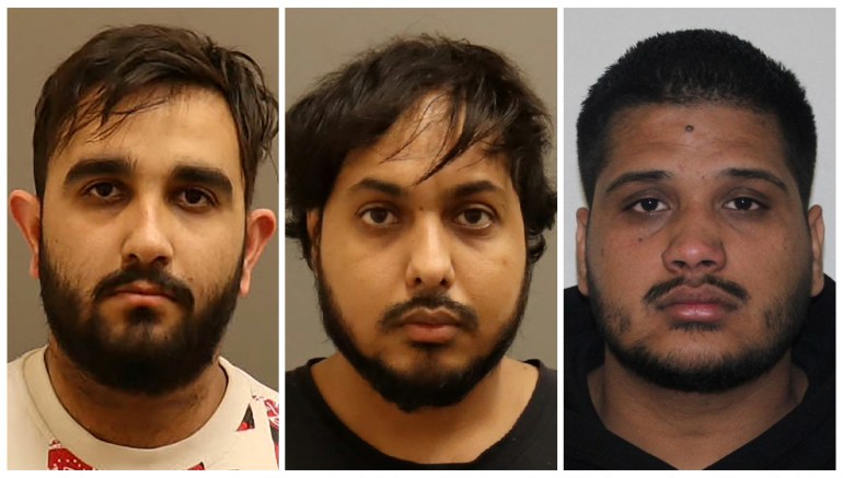 Karan Brar, Kamalpreet Singh and Karanpreet Singh, the three people charged with first-degree murder and conspiracy to commit murder in connection with the 2023 killing of Sikh separatist leader Hardeep Singh Nijjar in Canada, are seen in a combination of undated photos published by the Integrated Homicide Investigation Team (IHIT).  IHIT/Handout via REUTERS THIS IMAGE WAS PROVIDED BY A THIRD PARTY
