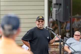 Peter Alves Speaks at the Save Mason Rudolph Golf Rally. May 31, 2024 (Jeff Danault)