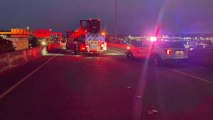 Photo: Police respond to a car accident on I-5 South near the I-705 interchange.