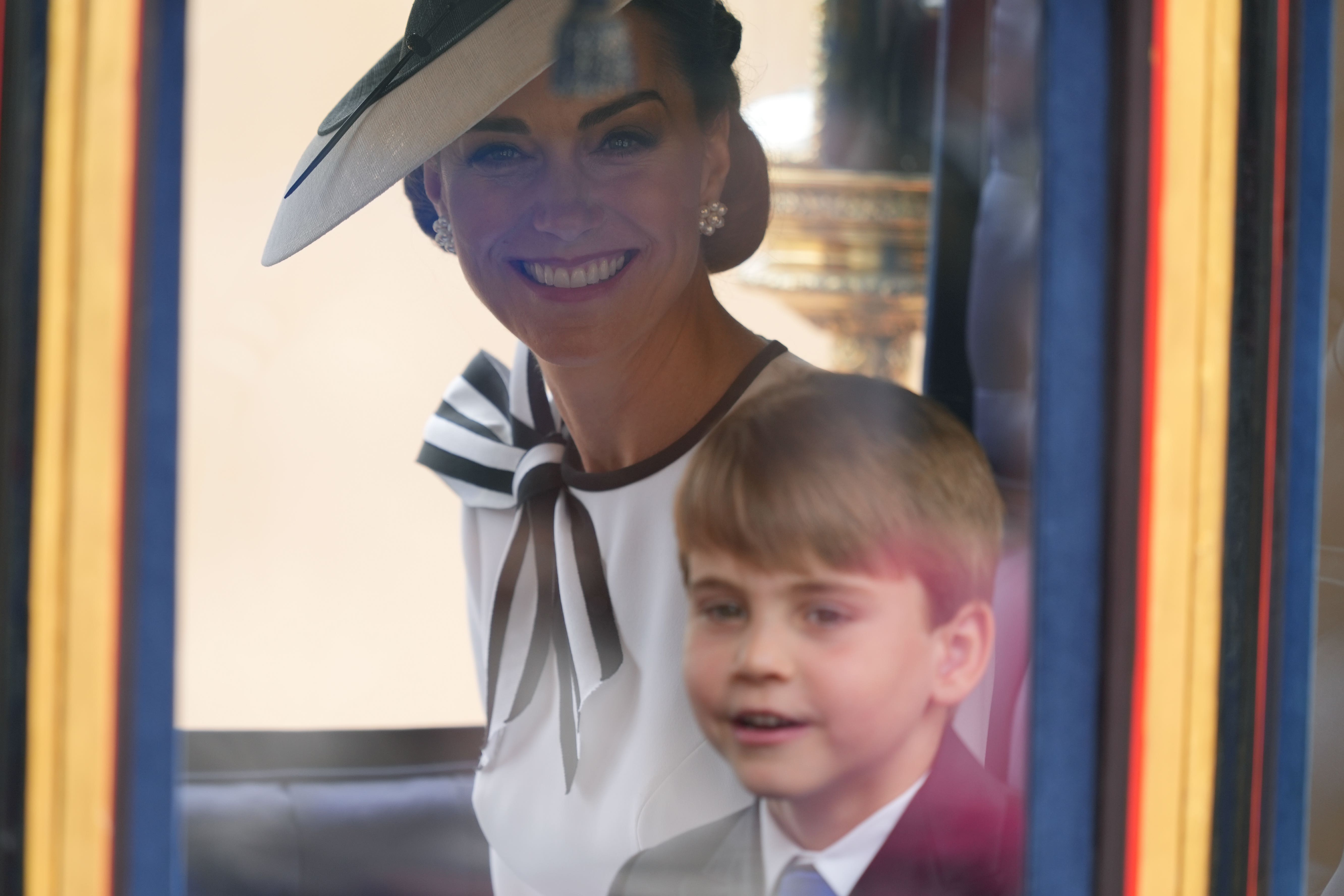 The Princess of Wales and Prince Louis arrive for the Trooping the Color ceremony at Horse Guards Parade (PA)